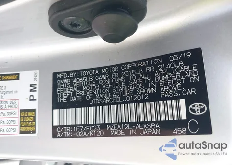 2020 Toyota Corolla Se from USA, damaged, VIN JTDS4RCE0LJ012012